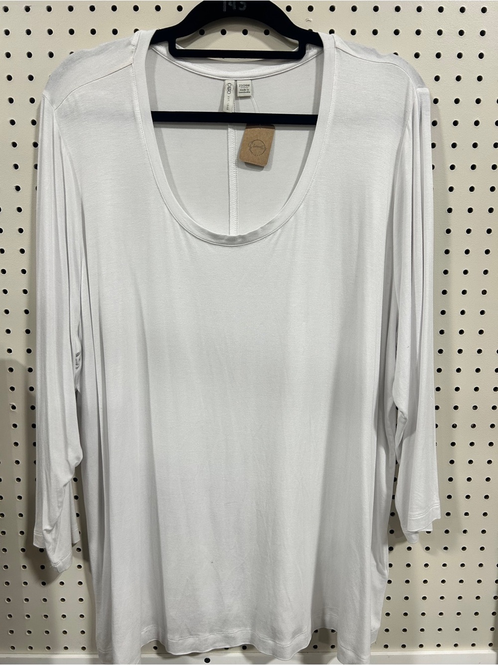 Cato White Scoop Neck 3/4 Sleeve Tunic Top Soft Stretch - Size 22/24 W